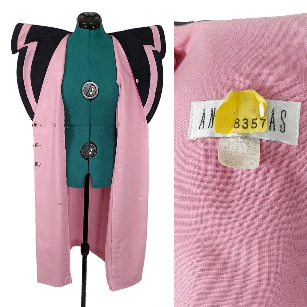 1980s Statement Sailor Sheath Dress Bold Shoulder Pads Ann Tobias 1990s Rare vtg - Picture 8 of 10
